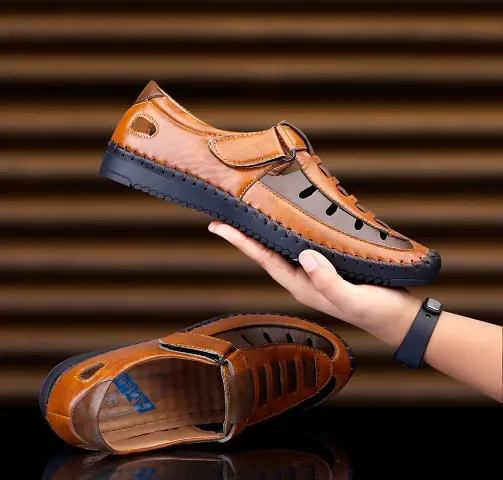 Stylish Tan Synthetic Loafers For Men