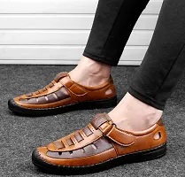 Stylish Tan Synthetic Loafers For Men-thumb2