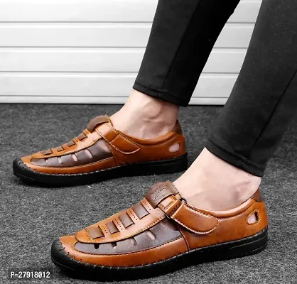 Stylish Tan Synthetic Loafers For Men-thumb3