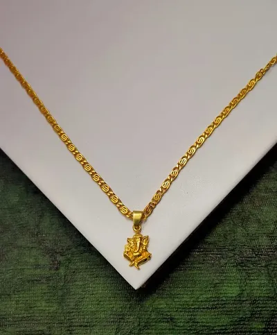 Elegant Golden Alloy Pendant Necklace