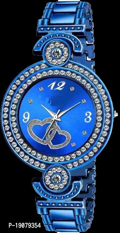 Stylish Blue Stainless Steel Analog Watches For Women-thumb0