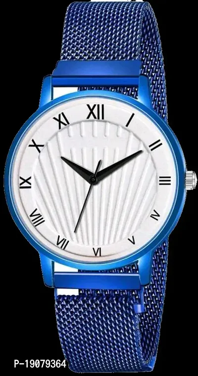 Stylish Blue Stainless Steel Analog Watches For Women-thumb0