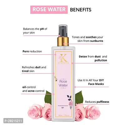 Kimayra Premium Rose Water Spray For Face - Skin Toner/Makeup Remover | Gulab Jal Spray For Face | Rose Water Mist Spray For Face Pack Powder | Rose Water Toner For Glowing Skin | All Skin Type 100ml-thumb3