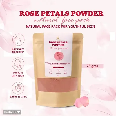 Kimayra world Unisex Rose Petals Face Pack Powder For Youthful Skin  Glowing Skin Care | Natural Face Pack | Rose Petals Face Pack Powder - 75Gm-thumb2