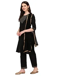 Ketotifen Women's Embroidered Rayon Ethnic Wear 3/4 Sleeve Round Neck Latest Kurti Pant  Dupatta Set (G_D_31072055)-thumb1