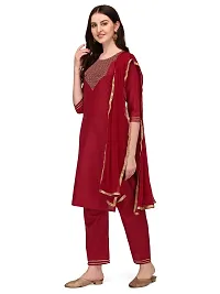 Ketotifen Women's Embroidered Rayon Ethnic Wear 3/4 Sleeve Round Neck Latest Kurti Pant  Dupatta Set (G_D_31072055)-thumb1