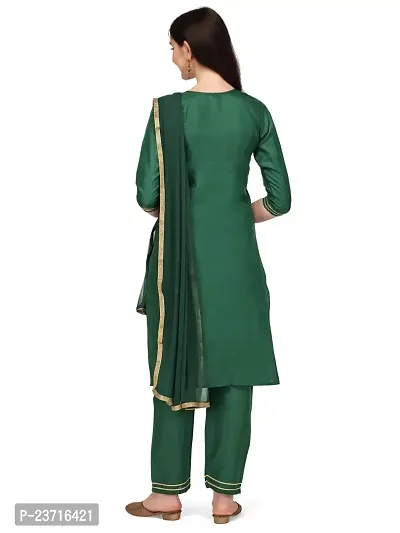 Ketotifen Women's Embroidered Rayon Ethnic Wear 3/4 Sleeve Round Neck Latest Kurti Pant  Dupatta Set (G_D_31072055)-thumb3