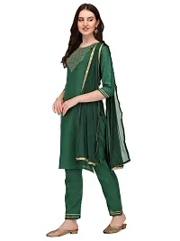 Ketotifen Women's Embroidered Rayon Ethnic Wear 3/4 Sleeve Round Neck Latest Kurti Pant  Dupatta Set (G_D_31072055)-thumb1