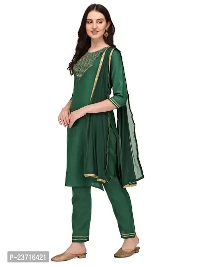 Ketotifen Women's Embroidered Rayon Ethnic Wear 3/4 Sleeve Round Neck Latest Kurti Pant  Dupatta Set (G_D_31072055)-thumb2