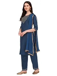 Ketotifen Women's Embroidered Rayon Ethnic Wear 3/4 Sleeve Round Neck Latest Kurti Pant  Dupatta Set (G_D_31072055)-thumb1