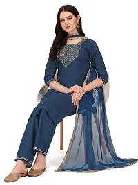 Ketotifen Women's Embroidered Rayon Ethnic Wear 3/4 Sleeve Round Neck Latest Kurti Pant  Dupatta Set (G_D_31072055)-thumb3