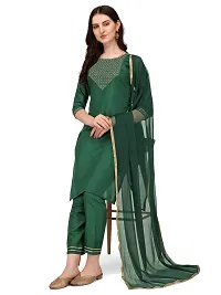 Ketotifen Women's Embroidered Rayon Ethnic Wear 3/4 Sleeve Round Neck Latest Kurti Pant  Dupatta Set (G_D_31072055)-thumb3