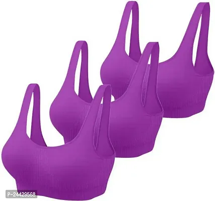 Stylish Purple Cotton Solid Bras For Women- Pack Of 3