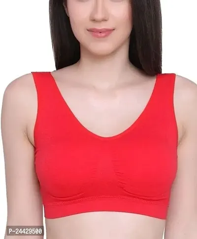 Stylish Red Cotton Solid Bras For Women