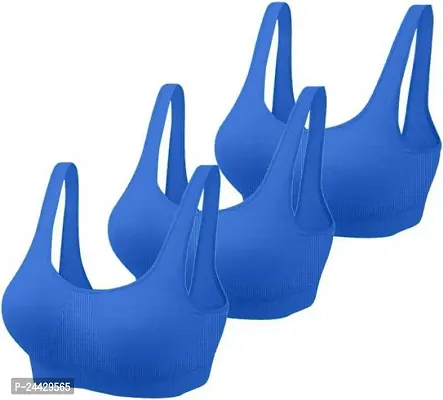 Stylish Blue Cotton Solid Bras For Women- Pack Of 3-thumb0