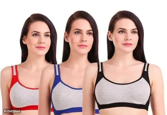 Stylish Cotton Solid Bras For Women- Pack Of 3-thumb0