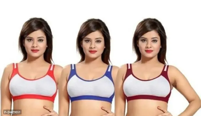 Stylish Cotton Solid Bras For Women- Pack Of 3