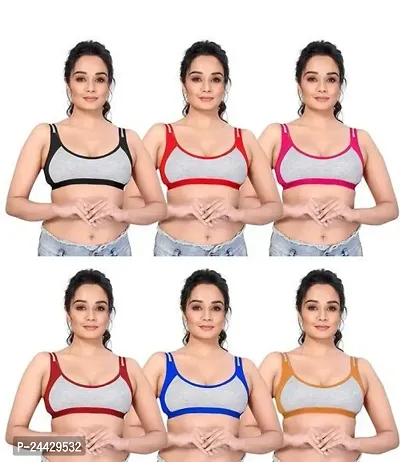 Stylish Cotton Solid Bras For Women- Pack Of 6-thumb0