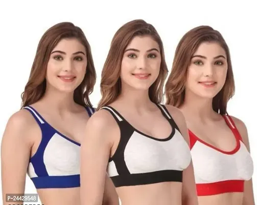 Stylish Cotton Solid Bras For Women- Pack Of 3-thumb0