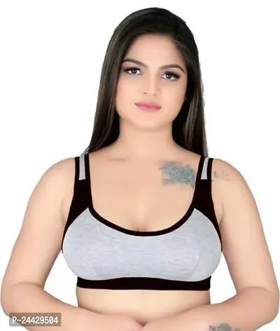 Stylish Black Cotton Solid Bras For Women-thumb0