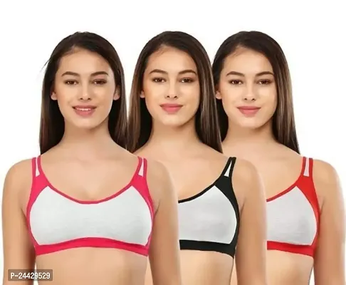 Stylish Cotton Solid Bras For Women- Pack Of 3-thumb0