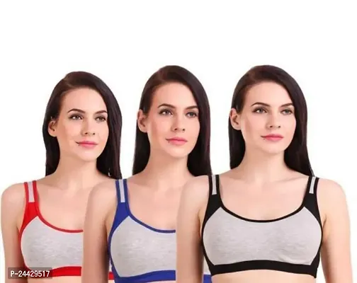 Stylish Cotton Solid Bras For Women- Pack Of 3-thumb0