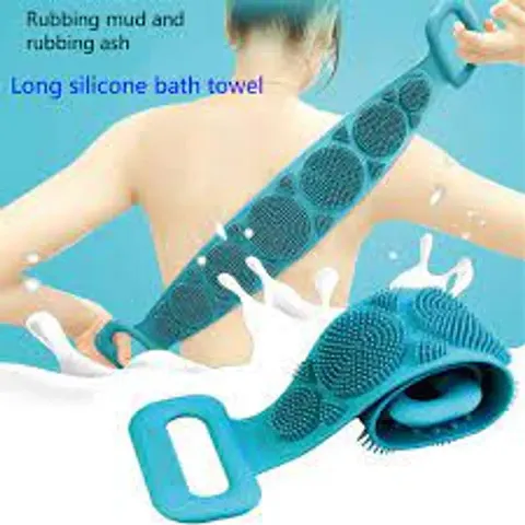 Bharat Ocean Presents Silicone Body Back Scrubber, Double Side Bathing Brush for Skin Deep Cleaning Massage Dead Skin Removal Exfoliating Belt for Shower Lathers Well for Men & Women Multicolor Prime