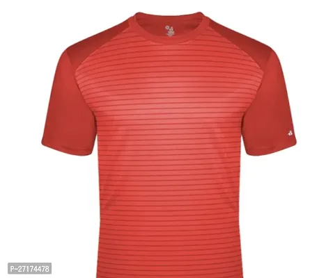 Sports Red Polyester Blend Solid Tshirt For Men