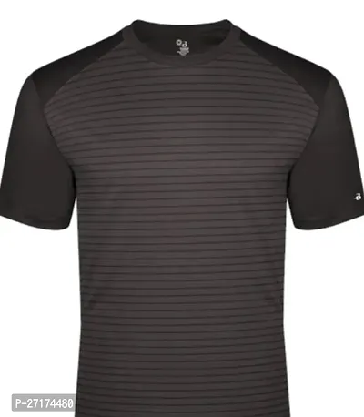 Sports Black Polyester Blend Solid Tshirt For Men