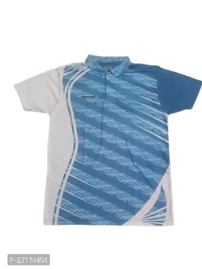 Sports Blue Polyester Blend Printed Tshirt For Men