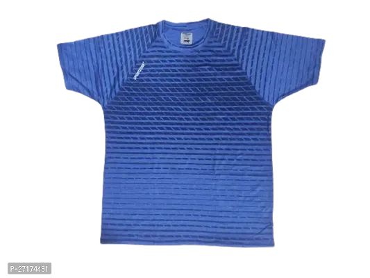 Sports Blue Polyester Blend Printed Tshirt For Men-thumb0