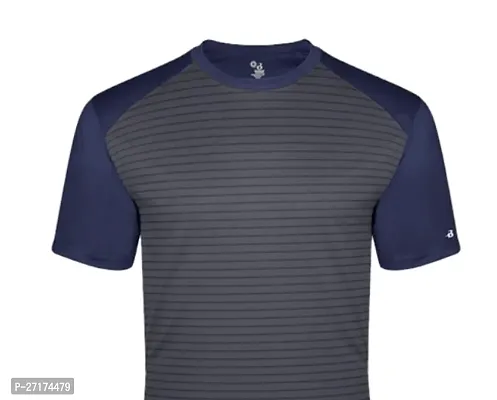 Sports Blue Polyester Blend Solid Tshirt For Men