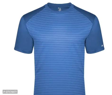 Sports Blue Polyester Blend Solid Tshirt For Men