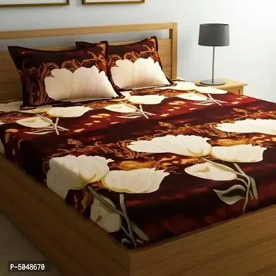 Beautiful  Polycotton Printed Bedsheet with 2 Pillowcover-thumb0