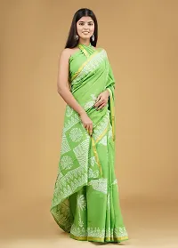 Radhika Handicrafts Women's Mulmul Cotton Hand Block Printed With Zari Border Saree With Blouse Piece_ RH-0992-thumb4