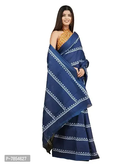 Radhika Handicrafts Women's Mulmul Cotton Hand Block Printed Saree With Blouse Piece_ RH-0959-thumb5