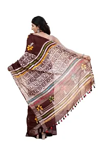 Radhika Handicrafts Women's Linen Hand Block Printed Saree With Blouse Piece_ CL-049-thumb2