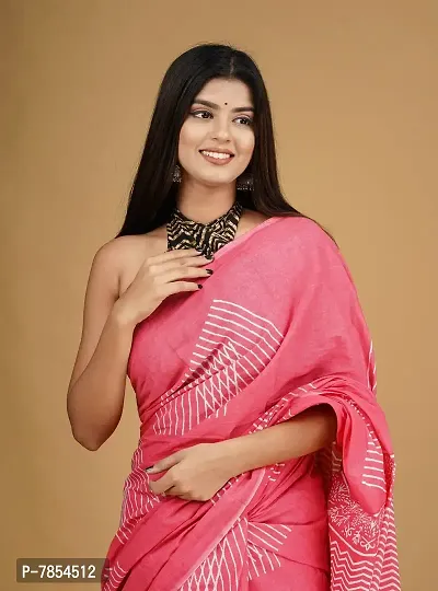 Radhika Handicrafts Women's Mulmul Cotton Hand Block Printed Saree With Blouse Piece_ RH-0967-thumb2