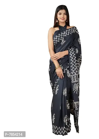 Radhika Handicrafts Women's Cotton Mulmul Hand Block Printed Saree With Blouse Piece_ SH-0999