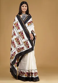 Radhika Handicrafts Women's Mulmul Cotton Hand Block Printed With Zari Border Saree With Blouse Piece_ RH-0994-thumb4