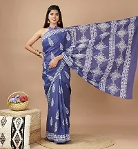 Radhika Handicrafts Women's Cotton Mulmul Hand Block Printed Saree With Blouse Piece_ SH-1010-thumb4