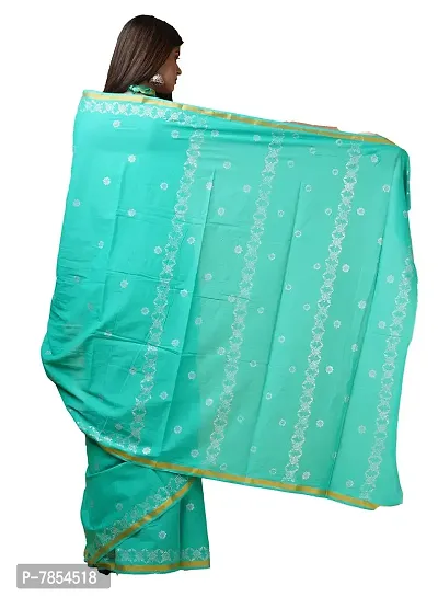 Radhika Handicrafts Women's Mulmul Cotton Hand Block Printed With Zari Border Saree With Blouse Piece_ RH-0984-thumb3