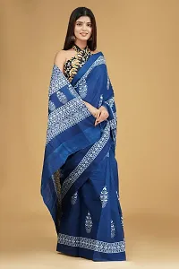 Radhika Handicrafts Women's Mulmul Cotton Hand Block Printed Saree With Blouse Piece_ RH-0962-thumb4