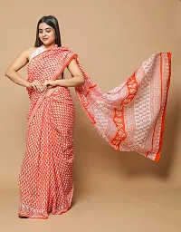 Radhika Handicrafts Women's Cotton Mulmul Hand Block Printed Saree With Blouse Piece_ SH-1037-thumb4