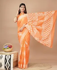 Radhika Handicrafts Women's Cotton Mulmul Hand Block Printed Saree With Blouse Piece_ SH-1013-thumb4