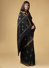 Radhika Handicrafts Women's Mulmul Cotton Hand Block Printed With Zari Border Saree With Blouse Piece_ RH-0979-thumb4