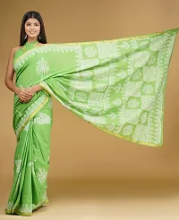 Radhika Handicrafts Women's Mulmul Cotton Hand Block Printed With Zari Border Saree With Blouse Piece_ RH-0992-thumb3