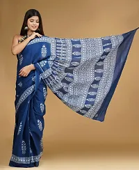 Radhika Handicrafts Women's Mulmul Cotton Hand Block Printed Saree With Blouse Piece_ RH-0962-thumb3