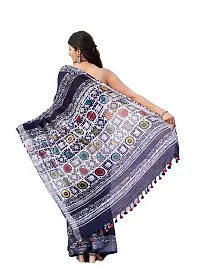 Radhika Handicrafts Women's Linen Hand Block Printed Saree With Blouse Piece_ CL-050-thumb2