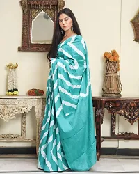 Radhika Handicrafts Women's Hand block Ikat Batik Sanganeri Jaipuri Printed Cotton Mulmul Fabric Saree With Blouse Piece_THB-007_Rama Green-thumb2